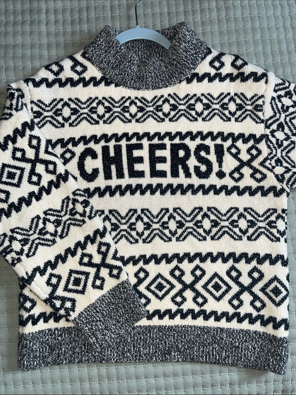 Women's Small Holiday Sweater - A New Day "CHEERS!" Fair Isle Cowl Neck